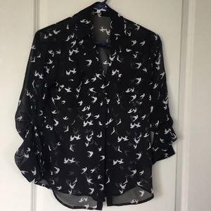 Black button down with white birds